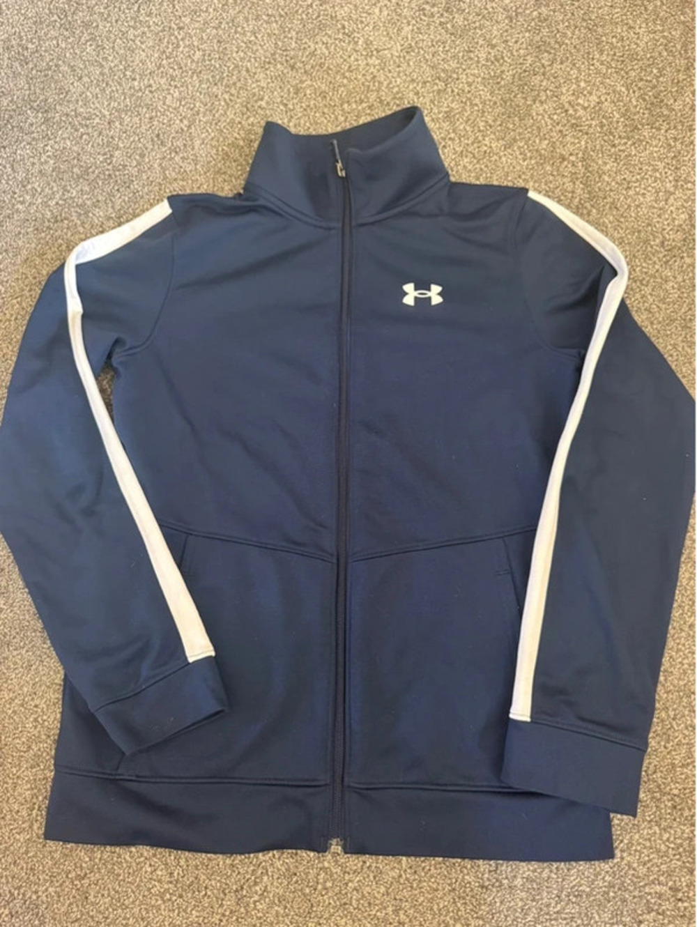 Boyβs Under Armour blue full zip mock neck lightweight jacket Large
